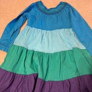 Hanna Andersson Blue and Green Tiered Kids Dress